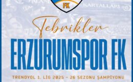 Dadaşlar Zirvede, Erzurumspor’dan Tarihi Başarı Tek Haber Ajansı Başkanı Solmaz’dan Tebrik Mesajı