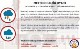 Antalya’nın İç Kesimleri İçin Kuvvetli Yağış Uyarısı